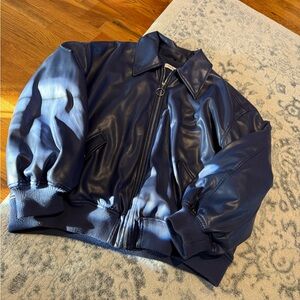 WeWoreWhat faux leather jacket in navy blue.